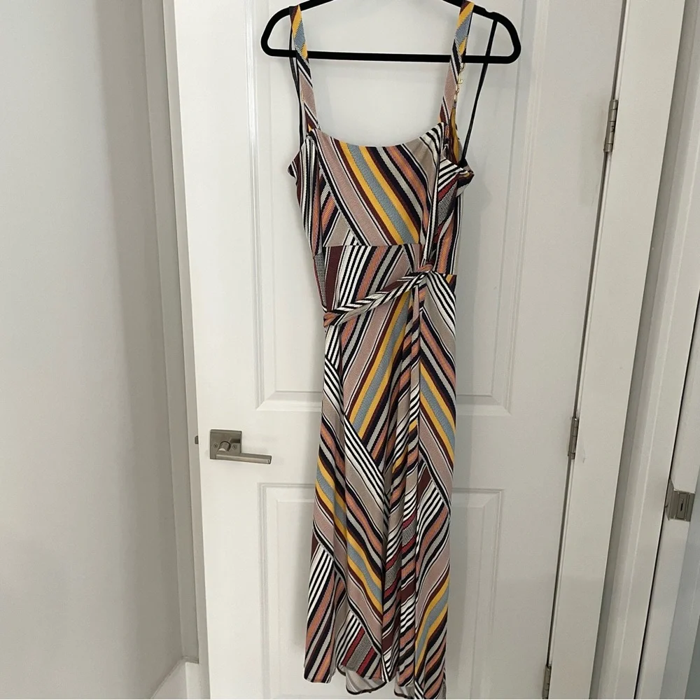 Tory Burch Runway Hook-Embellished Striped Crepe-Jersey Midi Wrap Dress     g12